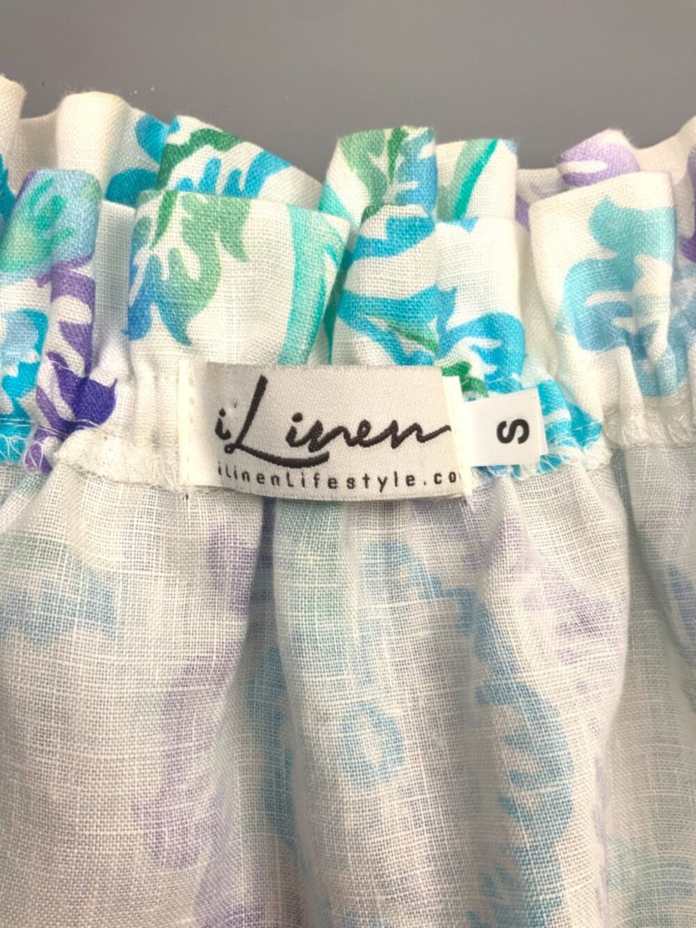 iLinen Lifestyle Floral Linen Ruffle Sleeve Peasant Blouse Sz S - Picture 3 of 16